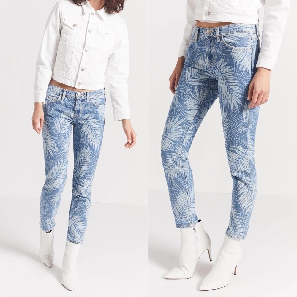 Current Elliot Stiletto Wily Leaf Print Jeans